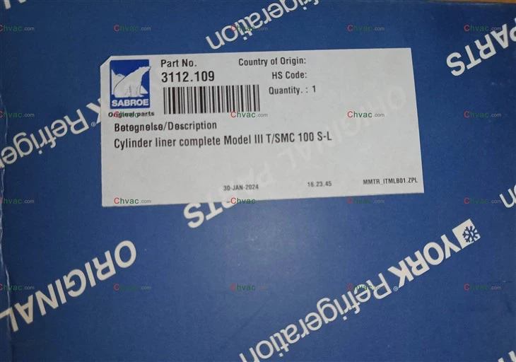York Part 3112.109 Cylinder Liner New 2025 CHVAC